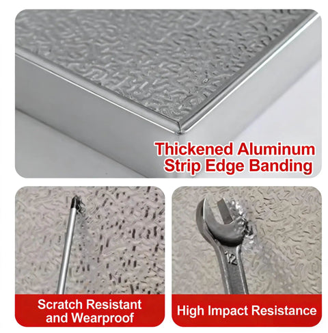 Heavy Duty Magnetic Heat Shield Mat Self Adhesive For Kitchen Setup Custom Cut Fireproof Aluminum Insulation Panel showing thick edge banding.
