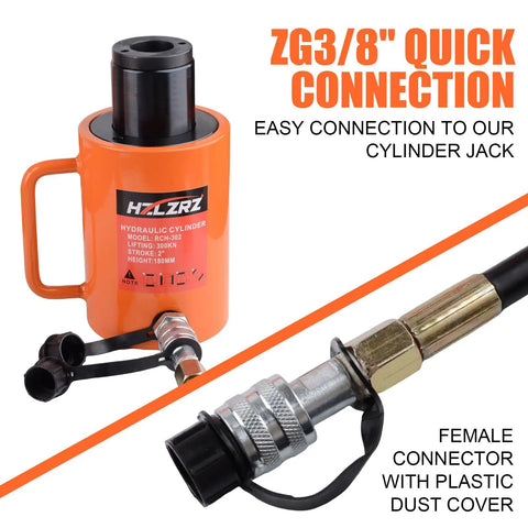Hydraulic cylinder with ZG3/8" quick connection and female connector, ideal for easy integration with cylinder jack systems.