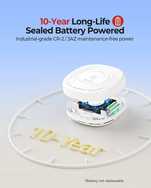 2 In 1 Smoke And Carbon Monoxide Detector With 10 Year Sealed Battery Dual Sensor Protection For Safer Home Easy Install Loud Alarms Smart Home Safety Upgrade, top view