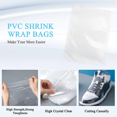 Heat Shrink Wrap Bags 100 Pack 14 X 20 Inch Crisp Clear POF Film Odorless Sealing Zero Hassle Packaging For Gift Wrapping Bottle Storage Craft Projects Dustproof Shoe Cover Snug Seal