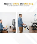 Image of Adjustable Under Desk Keyboard And Mouse Tray Smooth Glide Platform showing ergonomic use for sitting and standing.