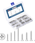 Stainless Steel Wood Screws Set 160 Pcs Phillips Flat Head Self Tapping Countersunk Screws in ST3x20/25/30/40 and ST4x20/25/30/40 mm Rust Resistant 304 for Tough Projects Durable Outdoor Indoor Fasteners