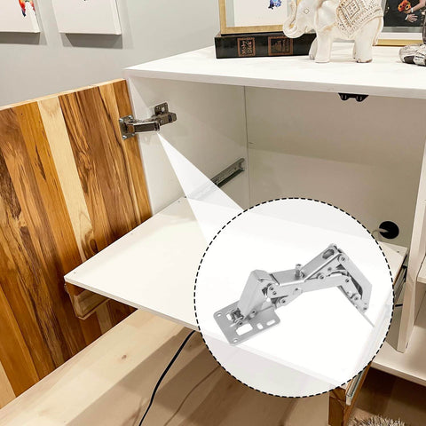 Frameless Cabinet Door Hinges Kit With Soft Close Hydraulic 170 Degree Adjustable Mounting 4 Pairs Heavy Duty Solid Steel, installed in cabinet