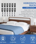 12 Sets Table Leaf Leveler Locks With Buttery Smooth Gliding Bars, Heavy Duty Extension Hardware Kit To Keep Your Drop Surfaces Rock Solid, Black Metal Horizontal Buckle Latches With Mounting Screws displayed on a wall.