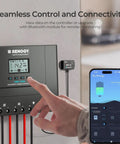 Person setting up 60A MPPT Solar Charge Controller For 12V 24V 36V 48V Auto Detect With 150V Max Solar Input, Bluetooth connectivity