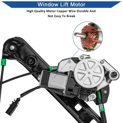 Window Regulator With Motor Front Left Driver Side For BMW E46 1999 2005 Replacement 741 484 OEM Style Upgrade Easy Install And Durable Power Window Lift, copper-wire motor detail