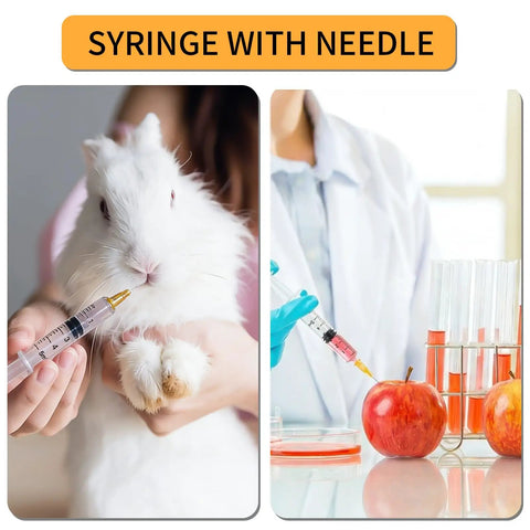 5ml Luer Lock Syringe Set With 25G 1 Inch Needle Individually Blister Sealed Pack Of 20 Durable Plastic Body Sterile Lab Supplies For Research And Craft Projects Not For Medical Use; syringe feeding rabbit and apple lab test