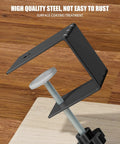 Heavy Duty C Clamp Set for Cabinet Installations, 304 Stainless Steel Adjustable Clamps showing close-up view on wood surface.