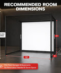 All In One 10x8ft Golf Simulator Enclosure With Hitting Net HD Impact Screen in indoor room showing dimensions.