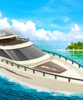 Dope Modern Yacht RC Boat One To Twenty Eight Scale With 2.4GHz Remote on open water, showcasing its realistic deck and glossy ABS hull.