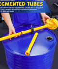 Built Tough Manual Drum Pump For 15 To 55 Gallon Barrels Featuring 10 GPM Flow Rate with segmented yellow tubes for easy transfer.
