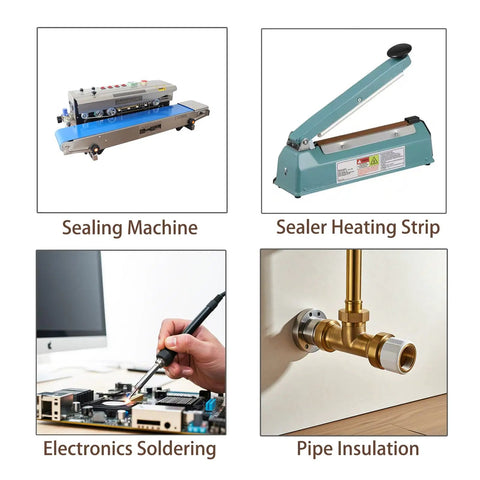 High Temp PTFE Teflon Tape For Heat Sealing And Impulse Sealers shown in use on machines and pipes
