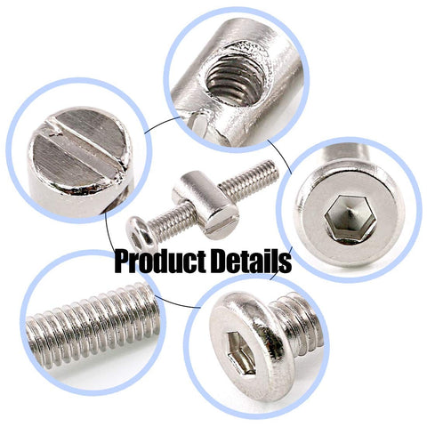 100Pcs M6 Hex Drive Socket Cap Barrel Screws And Nuts Kit details with nickel plated steel components and hex drive features