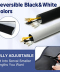 Cuttable Neoprene Cable Sleeve For 10 Ft Of Wires One And A Half Inch Diameter Slim Split Loom Cord Protector reversible black and white