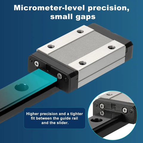 450mm MGN12 Linear Sliding Rail Kit with MGN12H Carriage Block shown on blue background for CNC and 3D printers.
