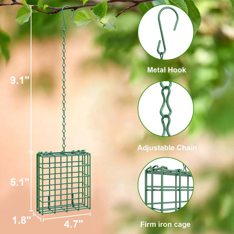 Outdoor Suet Bird Feeder Hanging Basket For Garden And Yard Attracts Woodpeckers Nuthatches And Songbirds With Easy Tree Trunk Mount