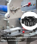 Six Pack M6 Star Knobs with 38mm plastic head and brass insert used in industrial machine