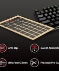 SuperGrip Pre Cut Keyboard Grip Tape Ultra Thin 0.5mm Sweat Absorbing Anti Slip Pre Laminated Universal Grip for keyboards and surfaces.