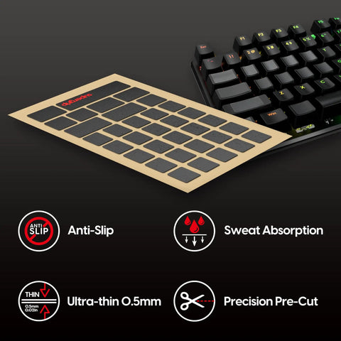 SuperGrip Pre Cut Keyboard Grip Tape Ultra Thin 0.5mm Sweat Absorbing Anti Slip Pre Laminated Universal Grip for keyboards and surfaces.