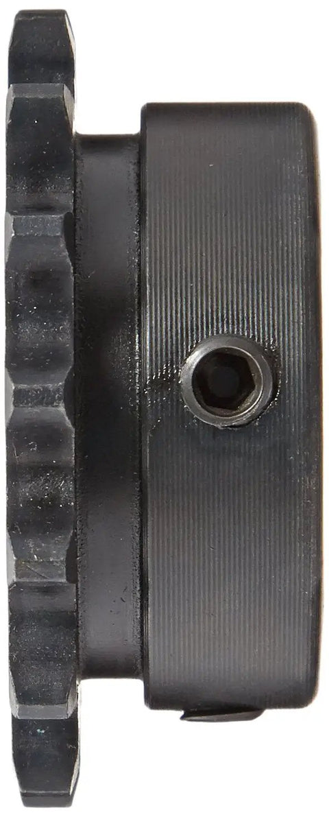 Side view of Single Strand Roller Chain Sprocket With Hardened Teeth For Series 35 Three Eighths Inch Pitch 15 Teeth Bored To Size Type BS