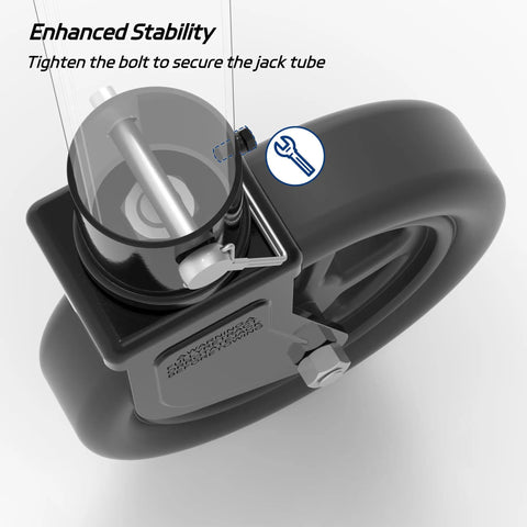 Tough As Nails 2000 Lbs Trailer Jack Swivel Caster Replacement with secure jack tube, visible tightening bolt and spoked wheel.