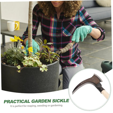 Person using Manganese Weeding Sickle Multi Functional Detachable Handle Garden Tool for Grass Cutting and Harvesting