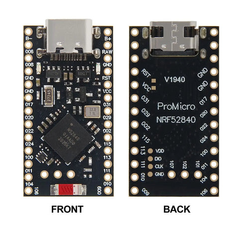 4Pcs Nrf52840 Pro Micro Development Board With Bluetooth 5.0 And Usb C Wireless Charging Module For Diy Electronics And Iot Maker Projects Featuring Arm Cortex M4F Processor With Totally Sick Performance, showing front and back sides.
