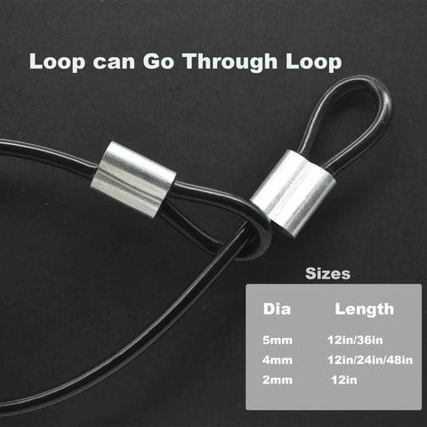 10 Pack 5mm Vinyl Coated Stainless Steel Wire Cable With Loops 12 Inch Lanyard Lock Security Chain For Outdoor Gates