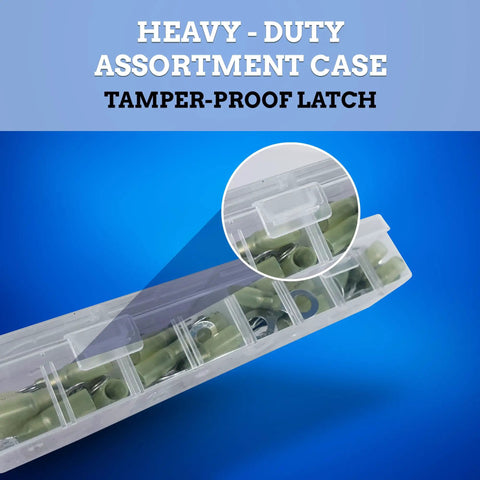 Heavy-duty case with tamper-proof latch of Heat Shrink Ring Connector Kit With KableSeal Technology Double Wall Three To One Shrink Tubing.