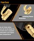 Close-up of Propane MAPP Gas Turbo Torch With Self Ignition Trigger Adjustable Regulator Detachable Tips Pro Grade And Compatible With MAP Pro CGA600 Cylinders
