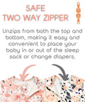 Cozy Baby Sleep Sack 0-12 Months Wearable Blanket 100 Percent Cotton 0.5 Tog Sleeveless Design with two-way zipper details.