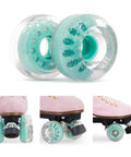 Outdoor Roller Skate Wheels 38mm By 62mm 80A Turquoise 4 Pack Durable Urethane for park ramps and street skating attached to skates