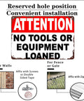 No Tools Needed Metal Sign Dope 8x12 Inch Wall Decor inscribed 'Attention No Tools Or Equipment Loaned' with installation guide.