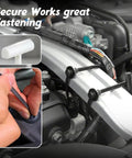 Heavy Duty Nylon Zip Ties With Pin And Button Buckle For Car Repairs Universal Cable Tie Buckle shown fastening engine wire.