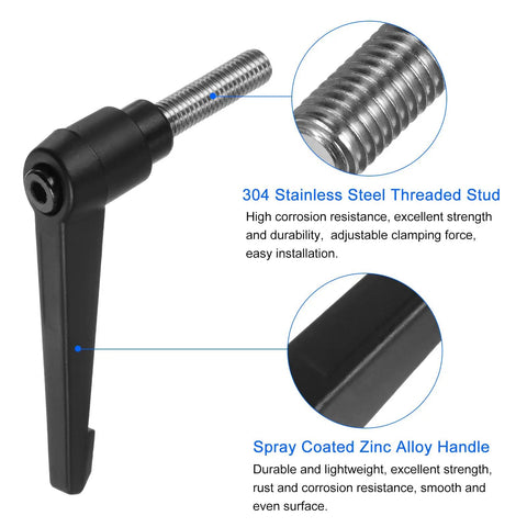 2 Pcs 304 Stainless Steel M10 X 30Mm Quick Release Clamping Lever Handles With Locking Push Button Ratchet Grip Heavy Duty Adjustable Toggle Knob Black No Hassle Setup Built Tough For Weekend Shops