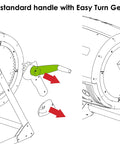 Easy Turn Gear Kit for 65 Gallon RSI Compost Tumbler Retrofit Kit With Black And Green Gear System And Handle Installation Diagram