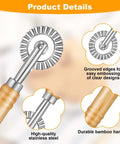TIESOME long-handle pastry and pasta cutter wheel with grooved edge and bamboo handle