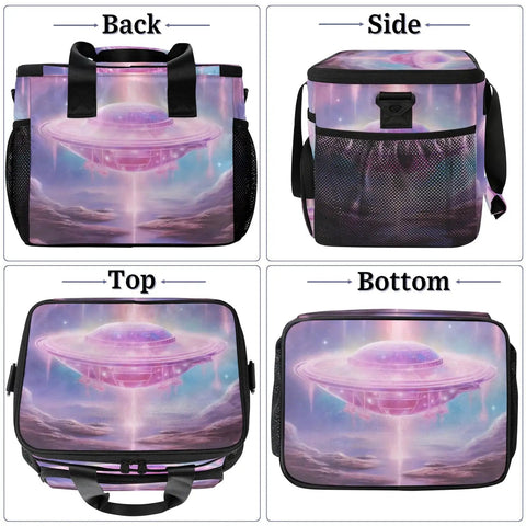 Back, side, top, and bottom views of Insulated Picnic Backpack Lunch Bag That Slaps, Spacious 12x8.7x10 Inch Tote