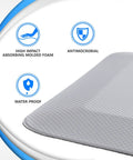 Corner of Ultimate 70 Inch Bedside Fall Mat For Elderly Safety, high impact absorbing foam, antimicrobial, waterproof surface