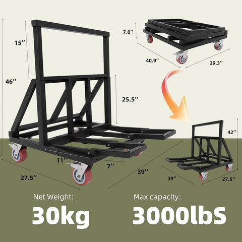 Badass Heavy Duty Drywall Cart And Folding Panel Dolly With 3000 Pound Load Capacity For No Sweat Transport Of Glass And Sheetrock On Demanding Industrial Jobsites