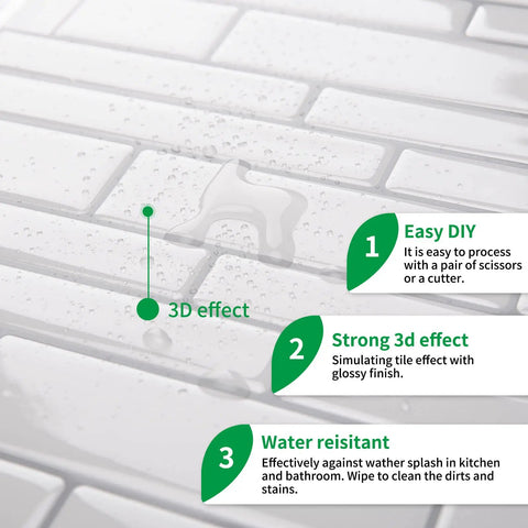 Peel And Stick Backsplash Tiles Self Adhesive Subway Tile Sheets In Off White With Grey Grout 10 Sheets Shiny Finish Easy Diy