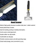 Close-up of heavy duty hand seamer pliers for plate metals and conduits, featuring a vanadium steel body and non-slip rubber handles.