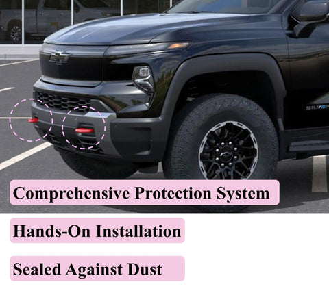 Chevy Colorado GMC Canyon Tow Hook Covers Front Hitch Cover Red Custom Fit visible on black truck