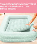 Kids Travel Air Mattress With Raised Sides And Hand Pump Portable Blow Up Bed For Sleepovers Naps And Travel Plush Surface Double Support Star Print Perfect For Ages 3 To 6 with removable inner mattress