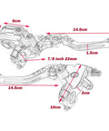 Diagram of Universal Motorcycle Brake And Clutch Lever Set 7/8 Inch Handlebar 22Mm with measurements displayed