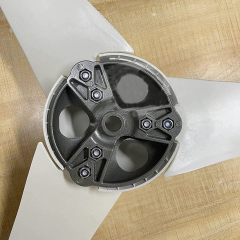 Badass 3 Piece Wind Turbine Blade Screw Kit with Stainless Steel Nuts Heavy Duty Hub Center Cap Fits 135mm, showing hub and blades.