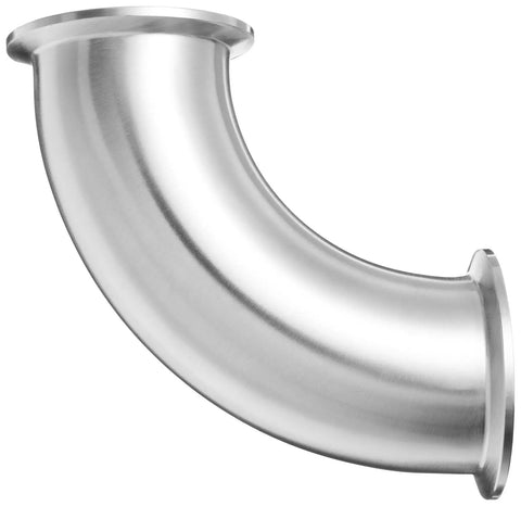 Premium 316L Stainless Sanitary 90 Degree Clamp Elbow Fitting For 2 Inch Tube OD in polished metal, side view