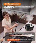 Handheld Steam Cleaner With Dual Core Fast Heating And One Point Eight Liter Tank For Homes Kitchens Bathrooms And Cars Generates Hella Hot Vapor Used for cleaning kitchen surfaces.