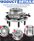 Front view of a Front Wheel Hub Bearing Assembly With ABS For Chevy Silverado 1500 4WD And GMC Sierra 1500 4WD, 2000 Through 2006 Yukon XL 1500 AWD, 2 Piece Set OE Replacement Ready To Install with highlighted details.