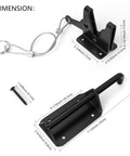 Tough As Nails Heavy Duty Gate Latch With Cable Pull For Wooden Fence, black steel design with dimensions for secure locking.